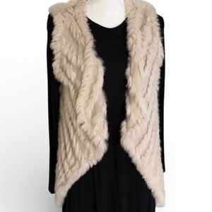 Metric Knits Rabbit Fur Cream Ivory Vest XS